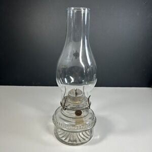 Vintage Tall Clear  Indoor Glass Chimney Kerosene Oil Lamps round Base